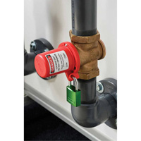 Housse de s&eacute;curit&eacute; pour fontaine et dispositif de cadenassage pour robinet &agrave; tournant, Ensemble Vanne/Robinet &agrave; eau Duraquip Inc