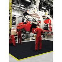 Tapis antifatigue &agrave; imbrication Cushion-Ease, Rugueux, 3' x 3' x 3/4", Noir, Caoutchouc naturel Duraquip Inc