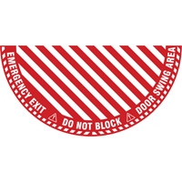 "Emergency Exit" Half Circle Swing Door Floor Sign, Adhesive, English with Pictogram Duraquip Inc