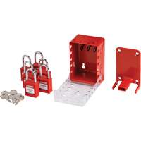 Boîte de cadenassage de groupe ultra compacte avec cadenas de sécurité en nylon, Rouge SHB340 | Duraquip Inc