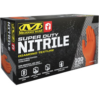 Super Duty Disposable Gloves, 9/Medium, Nitrile, 8-mil, Powder-Free, Orange Duraquip Inc