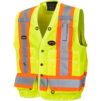 6693 Veste de s&eacute;curit&eacute; pour arpenteur, Jaune lime haute visibilit&eacute;, 4T-Grand, Polyester Duraquip Inc