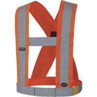 5490 4" Wide Adjustable Safety Sash, Meets/Exceeds CSA Z96 Class 2 - Level 2, High Visibility Orange, Silver Reflective Colour, One Size Duraquip Inc