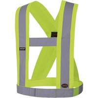 5492 4" Wide Adjustable Safety Sash, Meets/Exceeds CSA Z96 Class 2 - Level 2, High Visibility Lime-Yellow, Silver Reflective Colour, One Size Duraquip Inc
