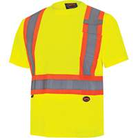 6991 Bird's-Eye Safety Shirt, Polyester, 3X-Large, High Visibility Lime-Yellow Duraquip Inc