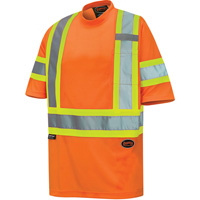 6970 Bird's-Eye Safety T-Shirt, Polyester, X-Small, High Visibility Orange Duraquip Inc