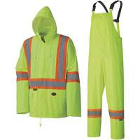 5599 Lightweight Waterproof Rain Suit, Polyester/PVC, X-Small, High Visibility Lime-Yellow Duraquip Inc