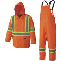5608 210D Waterproof Rain Suit, Polyester/PVC, Small, High Visibility Orange Duraquip Inc