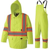 5609 210D Waterproof Rain Suit, Polyester/PVC, X-Small, High Visibility Lime-Yellow Duraquip Inc