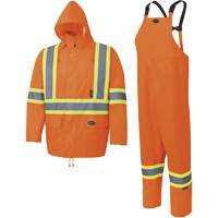 5618 150D Rain Suit, Polyester/Polyurethane, Small, High Visibility Orange Duraquip Inc