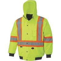 5023 Waterproof 7-in-1 Bomber Jacket, Polyester, High Visibility Lime-Yellow, Small Duraquip Inc