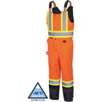 5040BB Waterproof Quilted Bib Pants, Polyester, X-Small, Black/High Visibility Orange Duraquip Inc