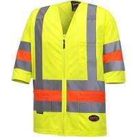 6019 Short-Sleeved Quebec Traffic Control Shirt, Polyester, X-Small, High Visibility Lime-Yellow Duraquip Inc