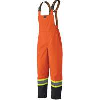 5404 300D Trilobal Ripstop Waterproof Bib Pants, Polyester, Small, Black/High Visibility Orange Duraquip Inc