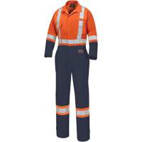 5514WBB Women's 2-Tone Safety Coveralls, X-Small, High Visibility Orange/Navy Blue Duraquip Inc