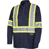 4414 Button-Down Work Shirt, Poly-Cotton, Small, Navy Blue Duraquip Inc