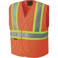 6914A Flame Resistant Safety Vest, High Visibility Orange, Medium/Small, Polyester Duraquip Inc