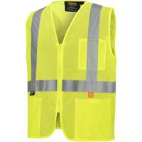 6944 FR Safety Vest, High Visibility Lime-Yellow, Small, Polyester Duraquip Inc