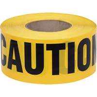 Ruban d’avertissement, Anglais, 3" la x 1000' lo, 1,5 mil, Noir sur jaune SHE798 | Duraquip Inc