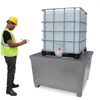 Steel Ultra-IBC Spill Pallet&reg;, 370 US gal. Spill Capacity, 57.6" x 34.7" x 56.9" Duraquip Inc