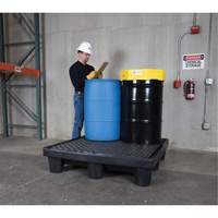 Ultra-Spill Pallet mod&egrave;le &eacute;conomique, 4 barils, Capacit&eacute; de d&eacute;versement 66 gal. US, 53" x 53" x 11,8" Duraquip Inc