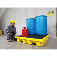 Ultra-Spill Pallet emboitable, 4 barils, Capacit&eacute; de d&eacute;versement 66 gal. US, 51" x 51" x 10" Duraquip Inc
