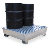 Ultra-Spill Pallet en acier, 4 barils, Capacit&eacute; de d&eacute;versement 68 gal. US, 49,1" x 47,1" x 10,9" Duraquip Inc