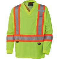 6985 Traffic Micro Mesh Long-Sleeved Safety Shirt, Small, High Visibility Lime-Yellow Duraquip Inc
