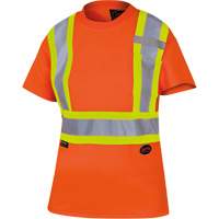 6948 Women's Bird's-Eye Safety T-Shirt, Polyester, X-Small, High Visibility Orange Duraquip Inc