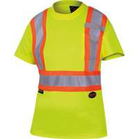 6949 Women's Bird's-Eye Safety T-Shirt, Polyester, X-Small, High Visibility Lime-Yellow Duraquip Inc