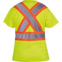 6949 Women's Bird's-Eye Safety T-Shirt, Polyester, X-Small, High Visibility Lime-Yellow Duraquip Inc