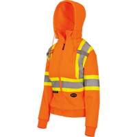 6924W Women's Fleece Hoodie with Zipper, Polyester, X-Small, High Visibility Orange Duraquip Inc