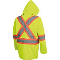 5628 Manteau de s&eacute;curit&eacute; imperm&eacute;able The Rock, Polyester/Polyur&eacute;thane, Jaune lime haute visibilit&eacute;, Petit Duraquip Inc