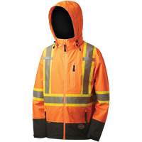 5220 Manteau de s&eacute;curit&eacute; imperm&eacute;able &agrave; coquille souple de premi&egrave;re qualit&eacute;, Polyester, Orange haute visibilit&eacute;, 2T-Grand Duraquip Inc
