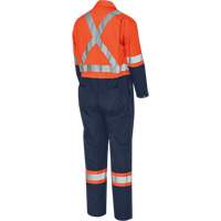 5514BBT 2-Tone Safety Coveralls with Zipper Closure, 40 (Tall), High Visibility Orange/Navy Blue Duraquip Inc
