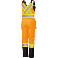 5040BBW Women's High-Visibility Waterproof Safety Overalls, Polyester, X-Small, Black/High Visibility Orange Duraquip Inc