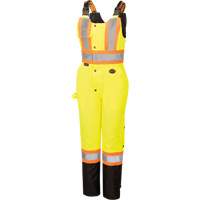 5041BBW Women's High-Visibility Waterproof Safety Overalls, Polyester, X-Small, Black/High Visibility Lime-Yellow Duraquip Inc