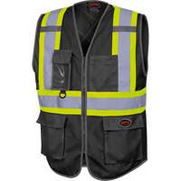 6959BK Tricot High-Visibility Safety Vest with Zipper Closure, Black, X-Small, Polyester Duraquip Inc