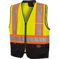 6895 High-Visibility Zip Front Bi-Colour Safety Vest, Black/High Visibility Lime-Yellow, 2X-Large/3X-Large, Polyester Duraquip Inc