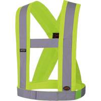 5493 High-Visibility 4" Wide Adjustable Safety Sash, Meets/Exceeds CSA Z96 Class 2 - Level 2, High Visibility Lime-Yellow, Silver Reflective Colour, One Size Duraquip Inc