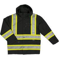 Ripstop Safety Rain Jacket, Polyester, X-Small, Black Duraquip Inc