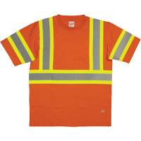 Short Sleeve Safety T-Shirt, Cotton, X-Small, High Visibility Orange Duraquip Inc
