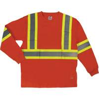 T-shirt de sécurité à manches longues, Coton, T-petit, Orange haute visibilité SHI995 | Duraquip Inc