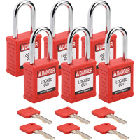 Cadenas de verrouillage Velocity, Rouge, Cl&eacute;s identiques, Nylon, Largeur de 1-1/2" Duraquip Inc