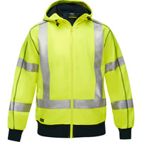 Bisley&reg; X-Back Full Zip Hooded Sweatshirt with Sherpa Lining, Small, High Visibility Lime-Yellow Duraquip Inc