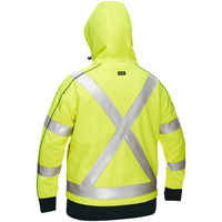 Bisley&reg; X-Back Women's Contoured Full Zip Hooded Sweatshirt with Sherpa Lining, Small, High Visibility Lime-Yellow Duraquip Inc