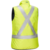 Bisley&reg; X-Back Women's Contoured Reversible Puffer Vest, High Visibility Lime-Yellow, Small, Polyester Duraquip Inc