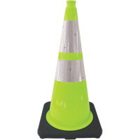 Premium Traffic Cone, 28", Lime Green, 4" & 6" Reflective Collar(s) Duraquip Inc