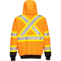 Contrast-Striped Safety Hoodie, Small, Black/High Visibility Orange Duraquip Inc
