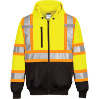 Contrast-Striped Safety Hoodie, Small, Black/High Visibility Lime-Yellow Duraquip Inc